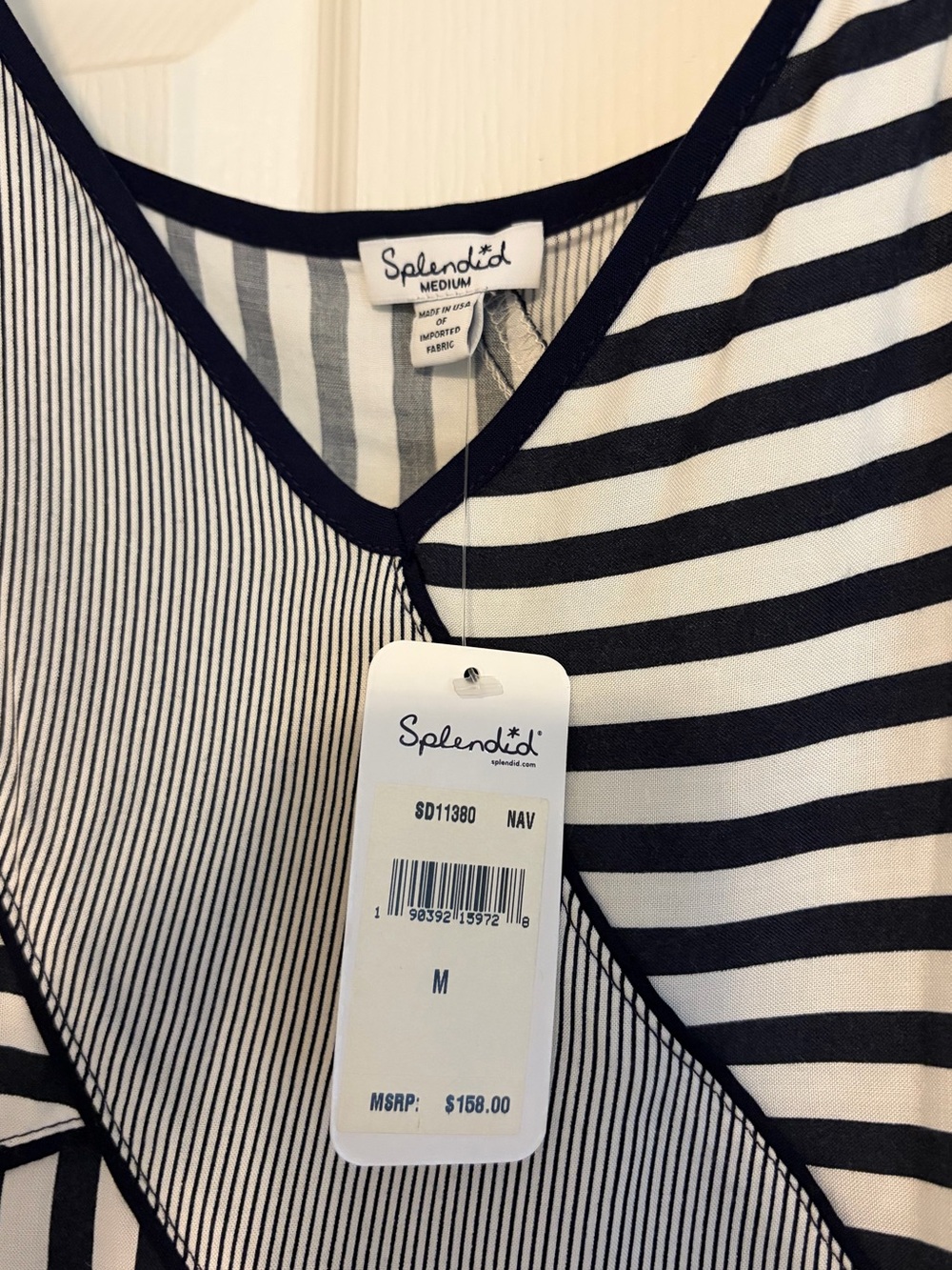 Splendid Black & White Striped Midi Dress - Picture 6 of 6